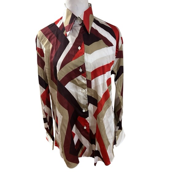 Maus Hoffman NWT (MSRP $195) Geometric Button Up Blouse Sz L - Picture 1 of 7